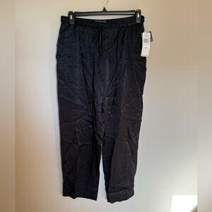 Lauren Ralph Lauren 100% Silk Black Drawstring Pants NWT
